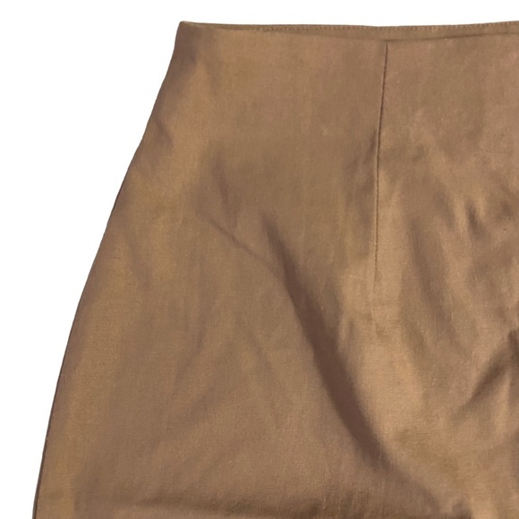 Sabo Tan Brown Pencil Skirt Cotton Linen Blend Business Casual Neutral Large L - Picture 9 of 15